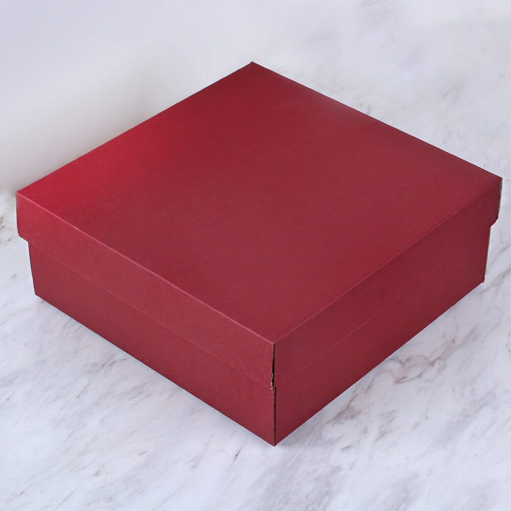 Loren Crafts 26x27x10 cm Bordo Kare Kutu